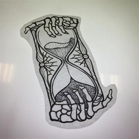 Skull Hourglass Tattoo Outline