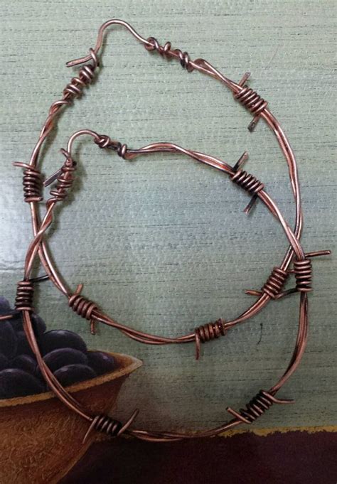 Barbed Wire Copper Hoop Earrings By Jackienewton1 On Etsy Earrings