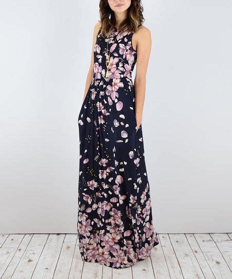 éloges Black And Pink Floral Pocket Sleeveless Maxi Dress Plus Zulily