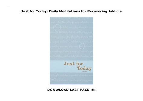 Just For Today Daily Meditations For Recovering Addicts