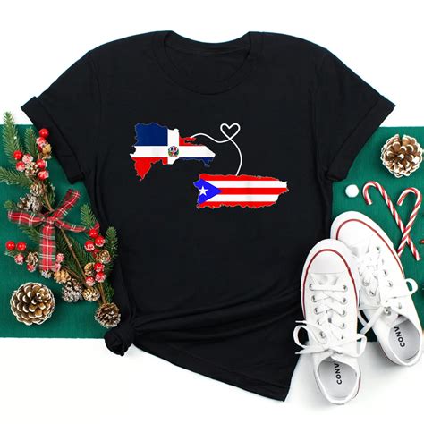 Half Puerto Rican Half Dominican Flag Map Combined Pr Rd Shirt Fantasywears