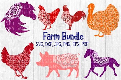 Intricate and gorgeous patterns for both beginner. Farm Animal Mandala Bundle, Horse, Hen, Rooster, Pig ...