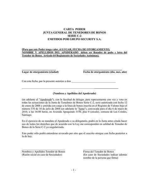 1 Carta Poder Junta General De Tenedores De Bonos Serie C