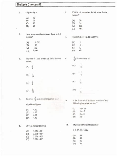 Cxc Maths Multiple 2 Pdf Elementary Mathematics Teaching Mathematics