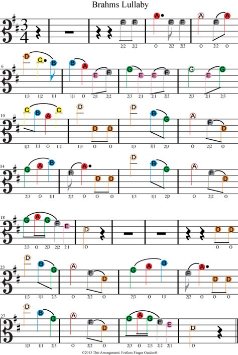 Color Coded Viola Sheet Music For Brahms Lullaby Viola Sheet Music