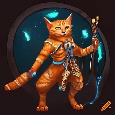 Orange Catfolk With Blue Magical Powers