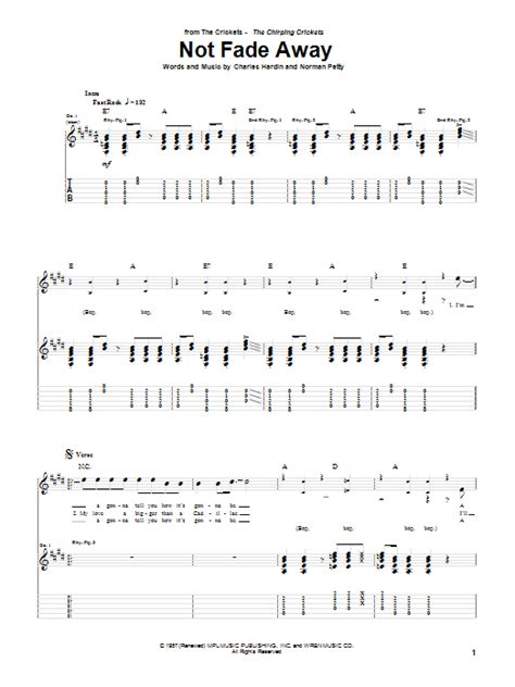 Buddy Holly Not Fade Away Sheet Music Pdf Notes Chords Rock Score