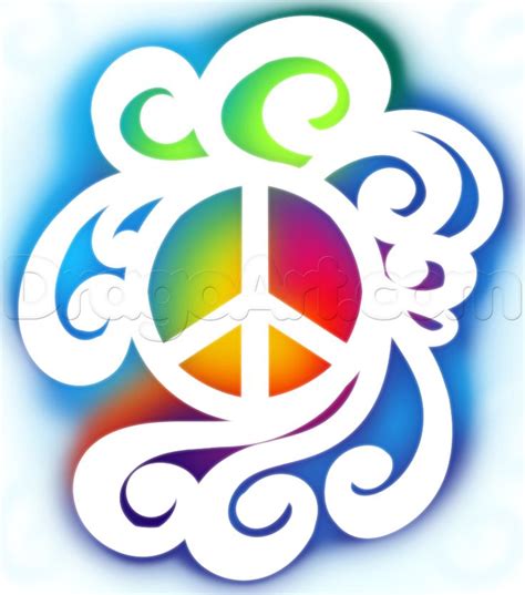 Hippie Love Peace Sign Drawing Flower Power Peace Sign Tattoos