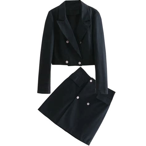Set Female 2018 Autumn New Temperament Casual Black Fashion Lapel Small Suit Jacket High Waist