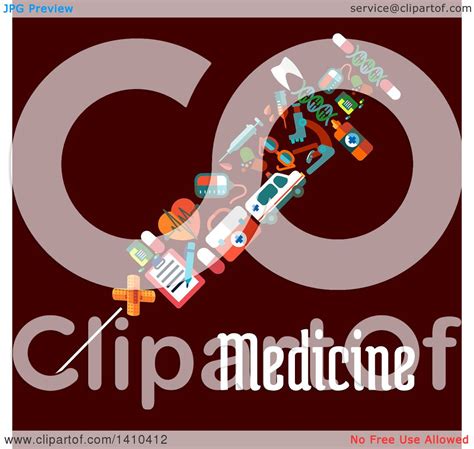 Clipart of a Flat Design Vaccine Syringe Made of Medical Icons on Brown ...