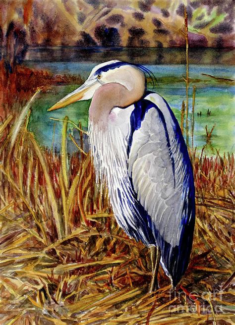 421 Great Blue Heron Painting By William Lum Fine Art America