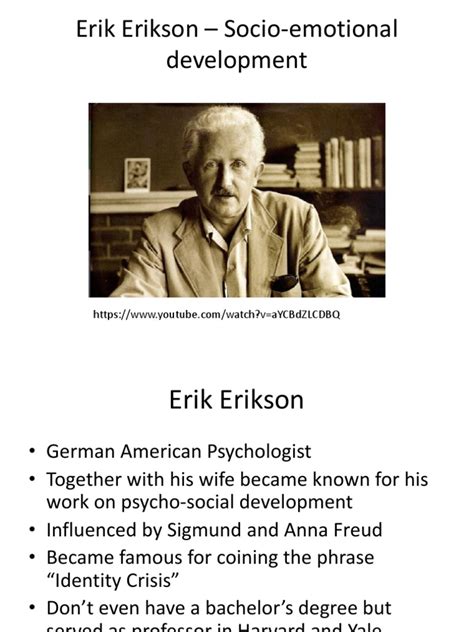 Erik Erikson Socio Emotional Development Pdf Human Development