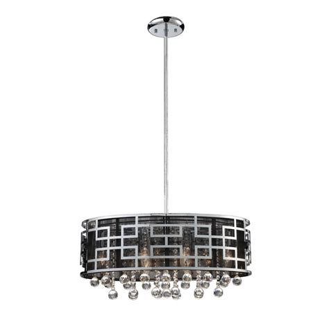 Z Lite 6 Light Chrome Pendant With Black And Chrome String And Steel