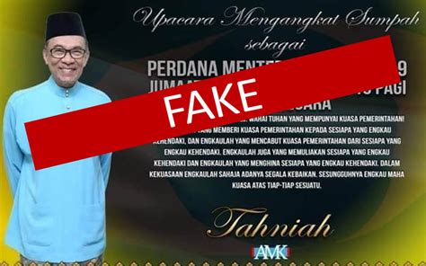 Sila ambil maklum bahawa poster tersebut. Poster promoting Anwar's swearing-in is fake, says PKR ...