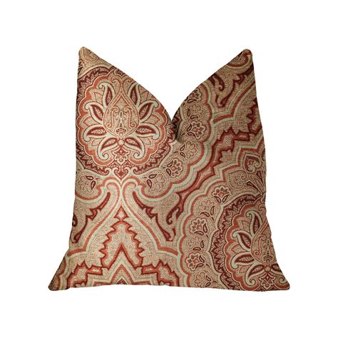 Red And Beige Luxury Throw Pillow 18in X 18in