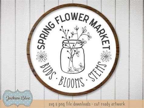 Spring Flower Market Svg Flowers In Mason Jar Svg Clipart Etsy