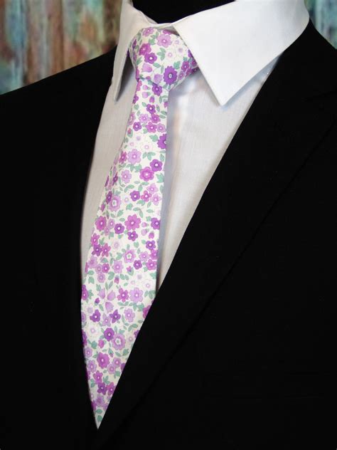 Floral Purple Neck Tie Mens Necktie With Floral Available As A Extra Long Tie And A Skinny Tie