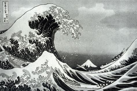 beneath the wave kanagawa tattoo black and white - Google zoeken gambar png