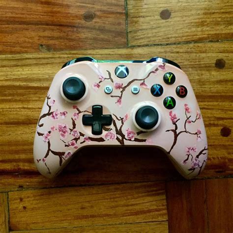 Painted An Xbox Controller With Cherry Blossom Description In Comments