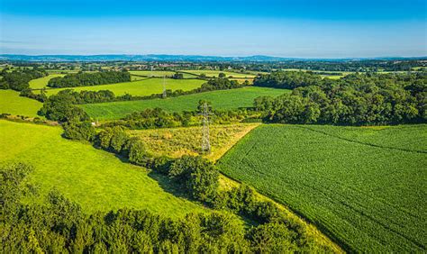 Aerial Of Electricity Pylons Stock Photos Pictures And Royalty Free