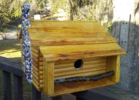 Reclaimed Wood Log Cabin Birdhouse Etsy