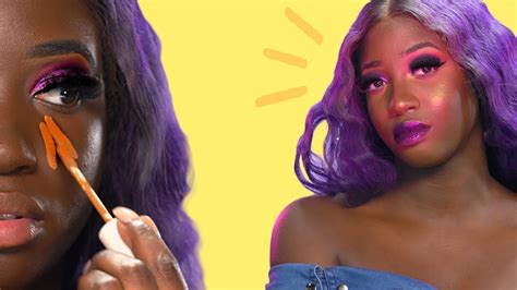 Purple Glam Look Makeup Tutorial For Dark Skin Tones Youtube