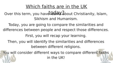 Faith Comparisons Which Faiths Are Shared In The Uk Teaching Resources