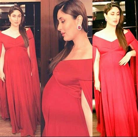 Kareena Kapoor Khan Redgown Beautiful Pregnant Stylish Maternity Outfits Shower Dresses