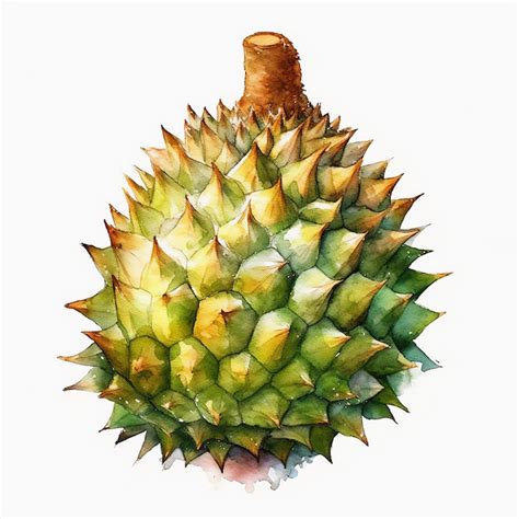 Premium Ai Image Watercolor Durian Clipart White Background