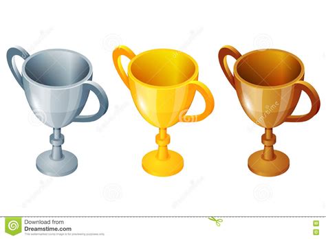 Winner Cup Set. Winner Cup Vector Gold, Silver And Bronze Winner Cup ...