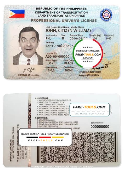 Philippines Driving License Template In Psd Format Fake Tools