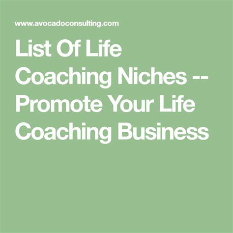 List Of Life Coaching Niches Promote Your Life Coaching Business