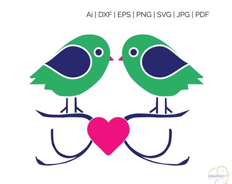 Love Birds Svg Digital Silhouette And Cricut Cut Cutting File Love