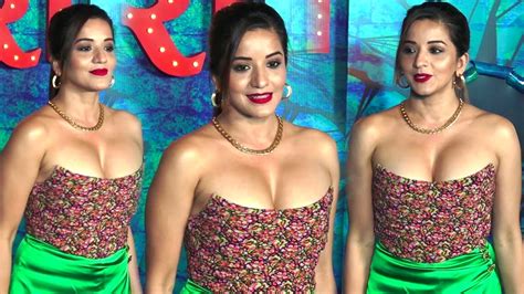 Monalisa Flaunts Her Deep Cleavage In Open Dress Arrive With Husband Vikrant At Apharan 2