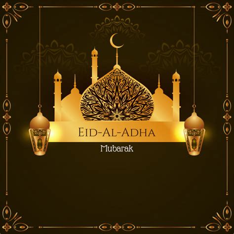 * * * * * just as salah, zakat and fasting; Eid al adha mubarak islamische elegante karte mit goldener ...