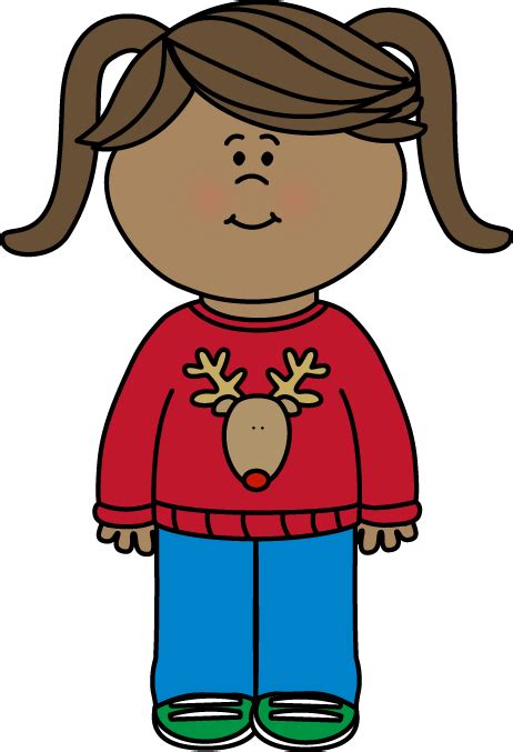 Girl Wearing A Christmas Sweater Clip Art Girl Wearing A Christmas