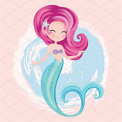 Cute Mermaid Vecto Mermaid Print Mermaid Drawings Little Mermaid