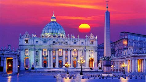 Wallpaper Id 552738 Rome Vatican City St Peter Square Pink Sunset