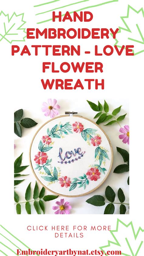 Love Flower Wreath Hand Embroidery Pattern | Digital Download PDF