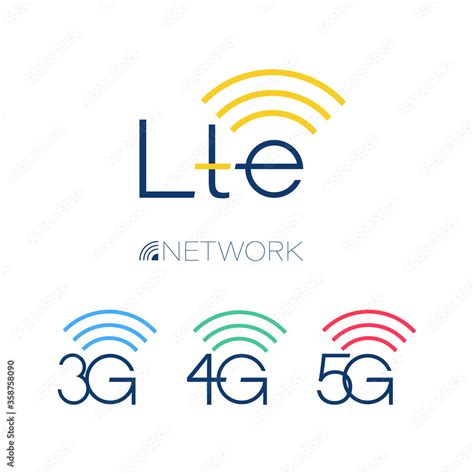 Lte Icon Network Signs 3g 4g 5g Vector Technology Set Design