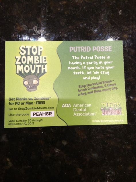 Rare Plants Vs Zombies Stop Zombie Mouth Trading Cards Putrid Posse