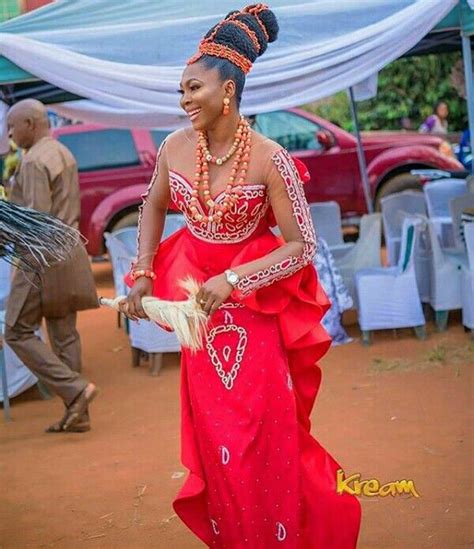 Igbo Bride In Beautiful Red Traditional Wedding Attire With Coral Beads