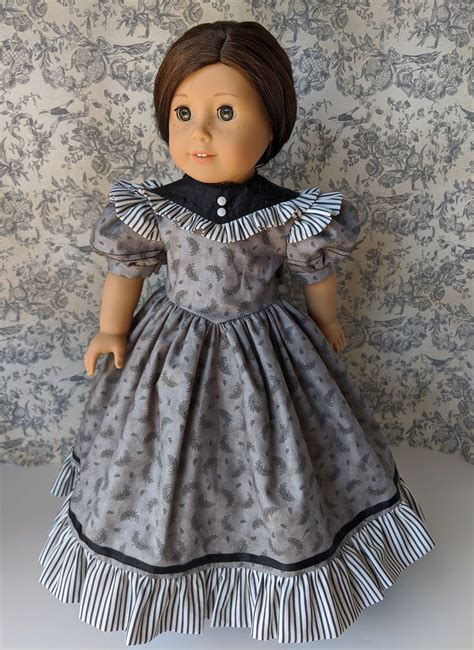 willow tm 55 in a grey quill 1800s style gown agpastime doll clothes american girl
