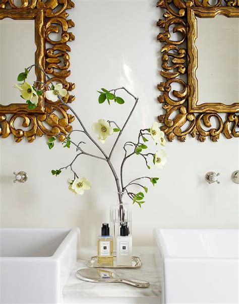 Gold Leaf Bathroom Mirrors Transitional Bathroom