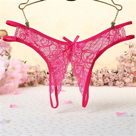 Buy Fashion Underwear Women Bowknot Sexy Panties Lace Opening Crotch