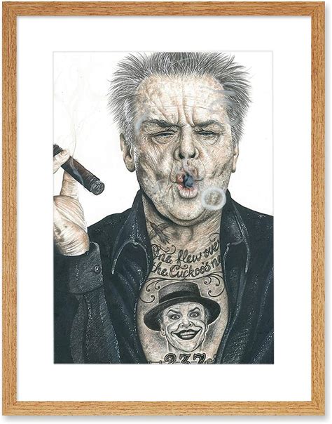 Amazon｜jack Nicholson Tattoo Inked Ikons Wayne Maguire Artwork Framed Wall Art Print 12x16 Inch