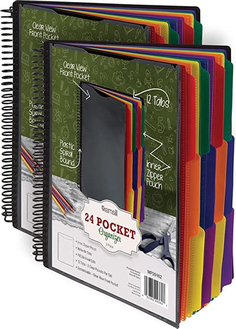 Samsill 24 Pocket Spiral Project Organizer With 12 Dividers