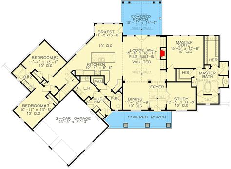 Open Concept One Story Country Home Plan With Angled Garage 25675ge