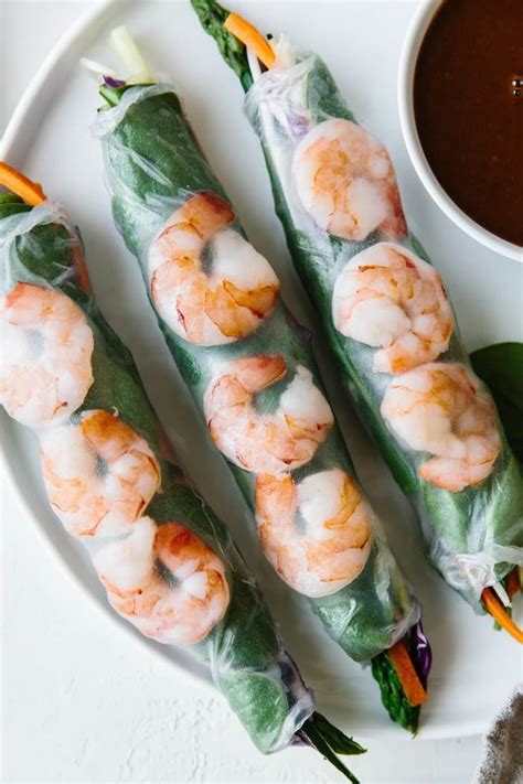 Vietnamese Spring Rolls Filled With Shrimp Spinach And Vegetables And