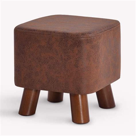 Faux Leather Stoolwooden Footstool Square Paddedliving Room Bedroom